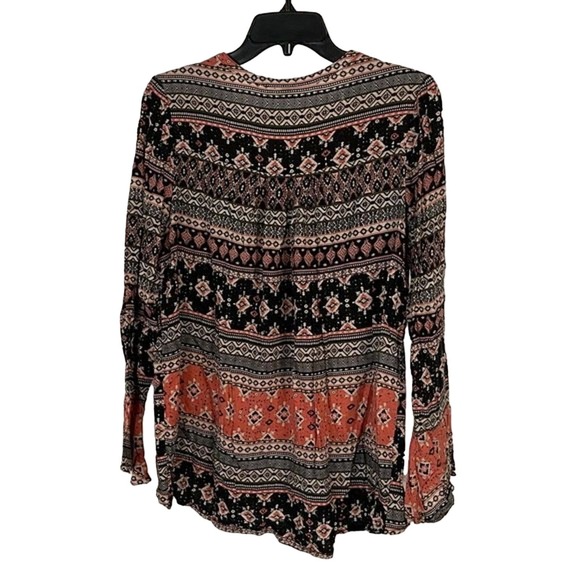 Massini Womens Size M Southwestern Bohemian Print Embroidered Bell Sleeve Blouse - Picture 2 of 6